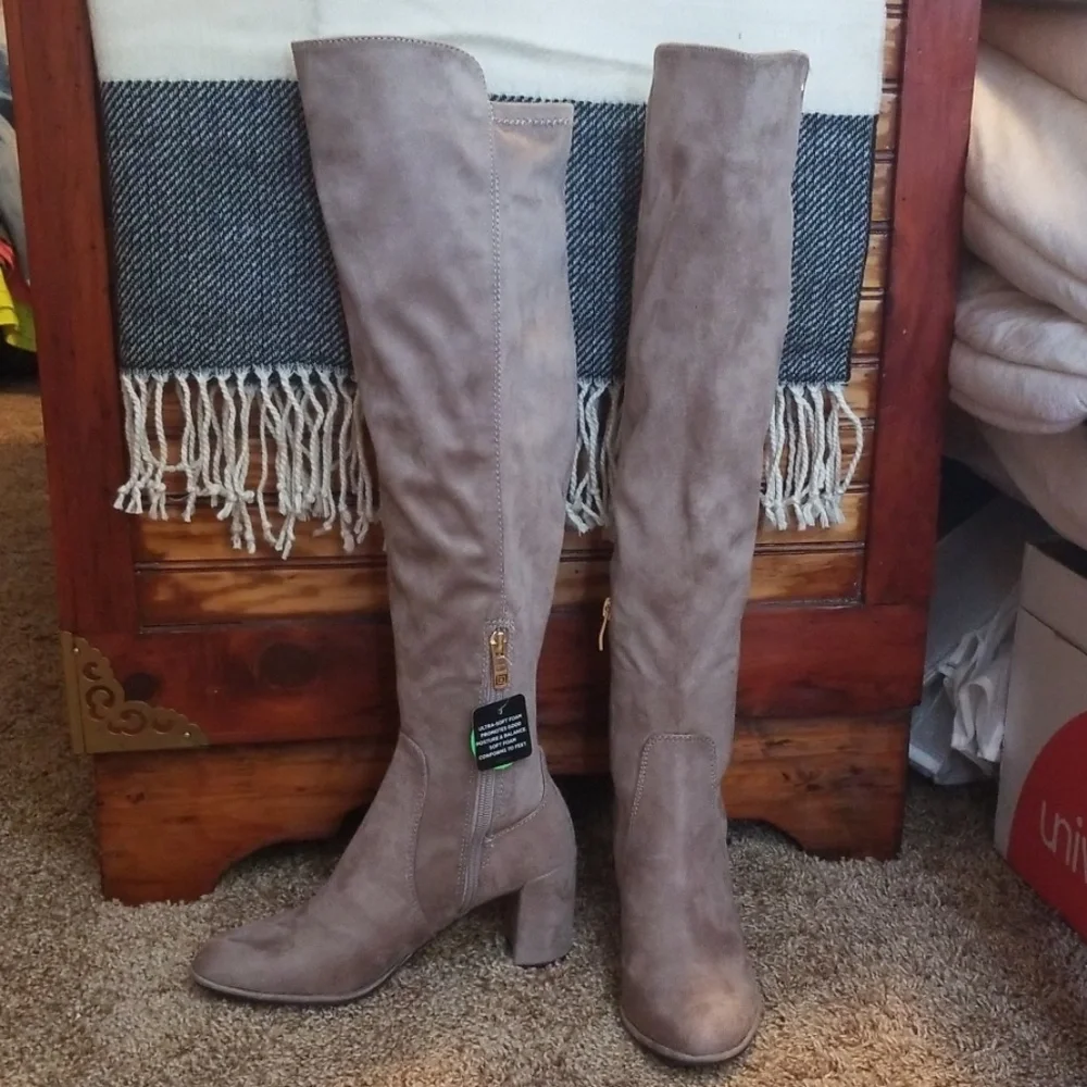 Liz Claiborne Taupe Over-the-Knee Suede Boots